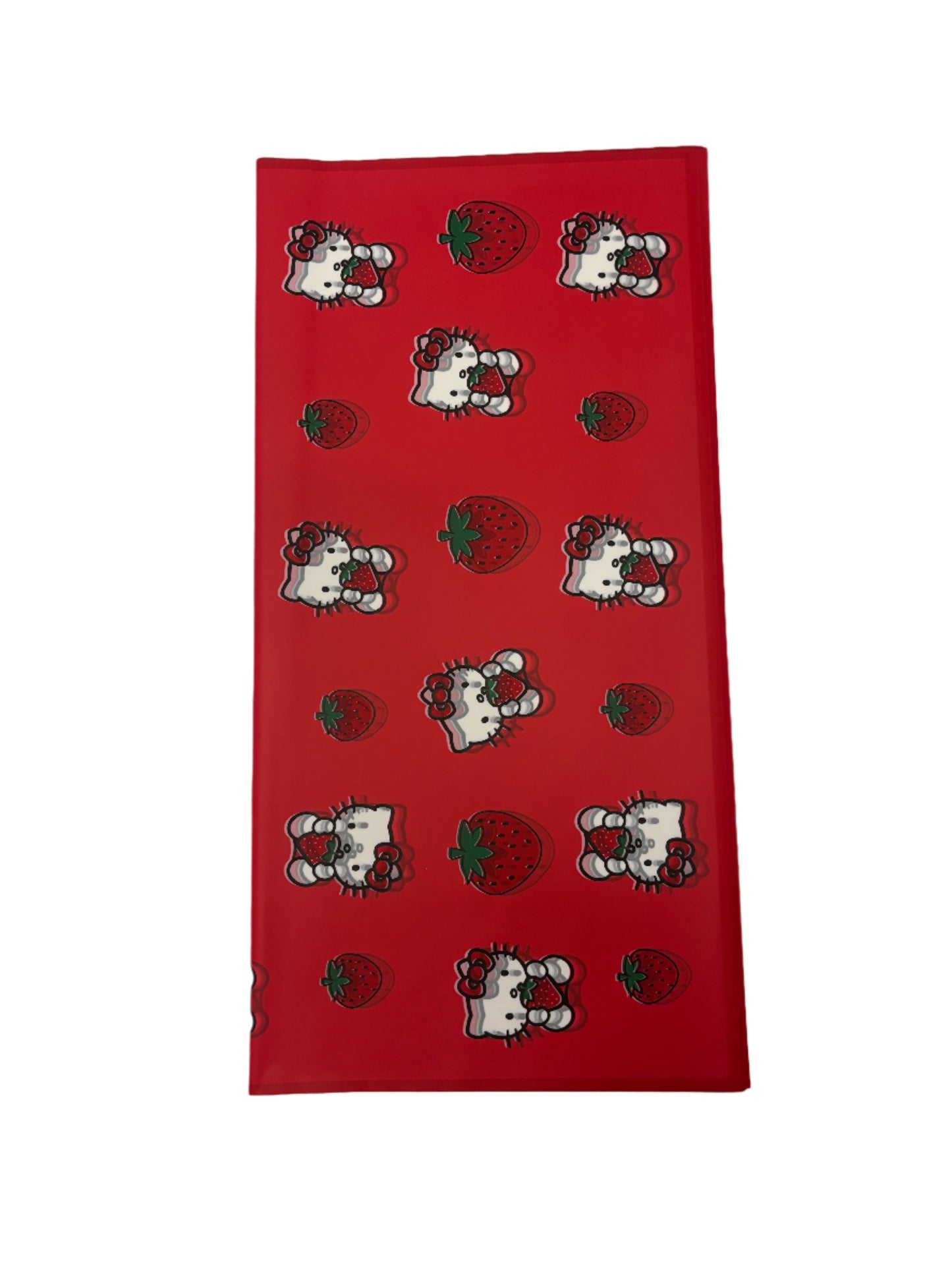 Red Cute Cat Strawberry Print Sheer Wrapping