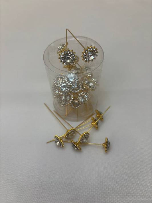 Gold Crystal Flower Pins Accessory