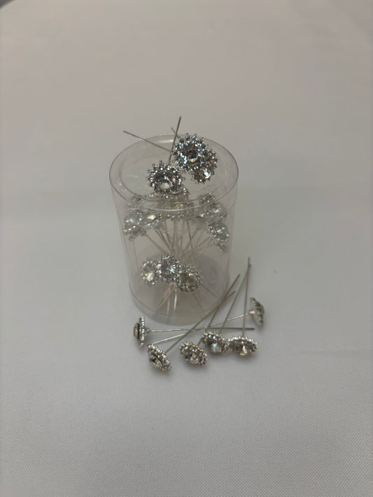 Silver Crystal Flower Pins Accessory