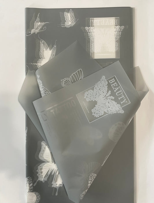 Grey Butterfly Korean Wrapping Paper