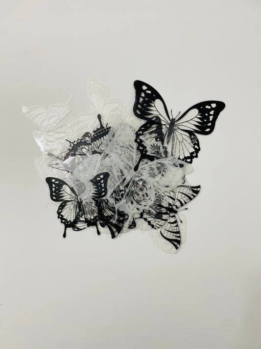 Black & White Plastic Butterflies For Bouquets