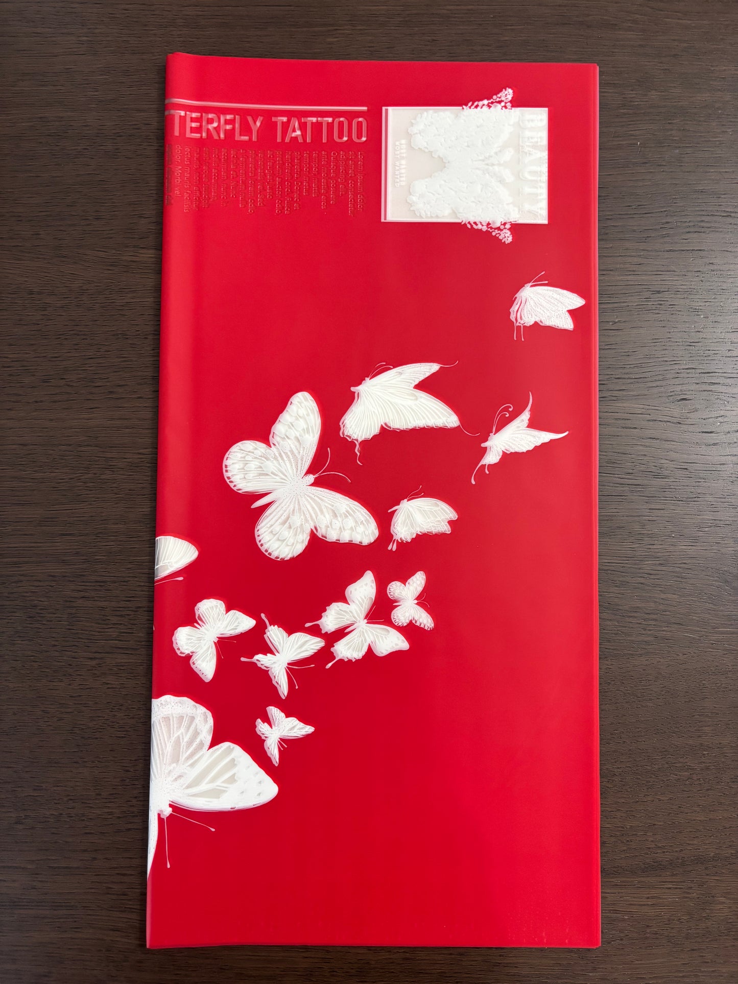 Sheer Red Butterfly Print