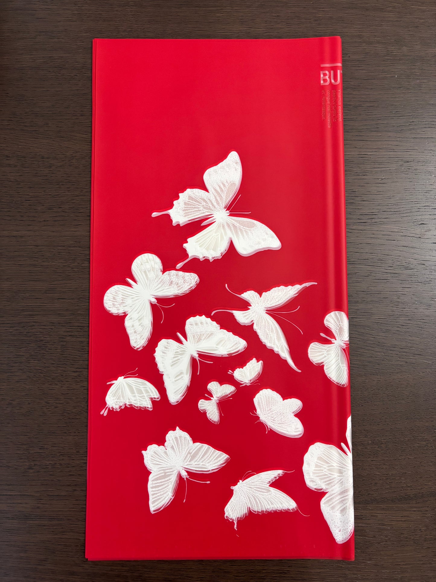 Sheer Red Butterfly Print