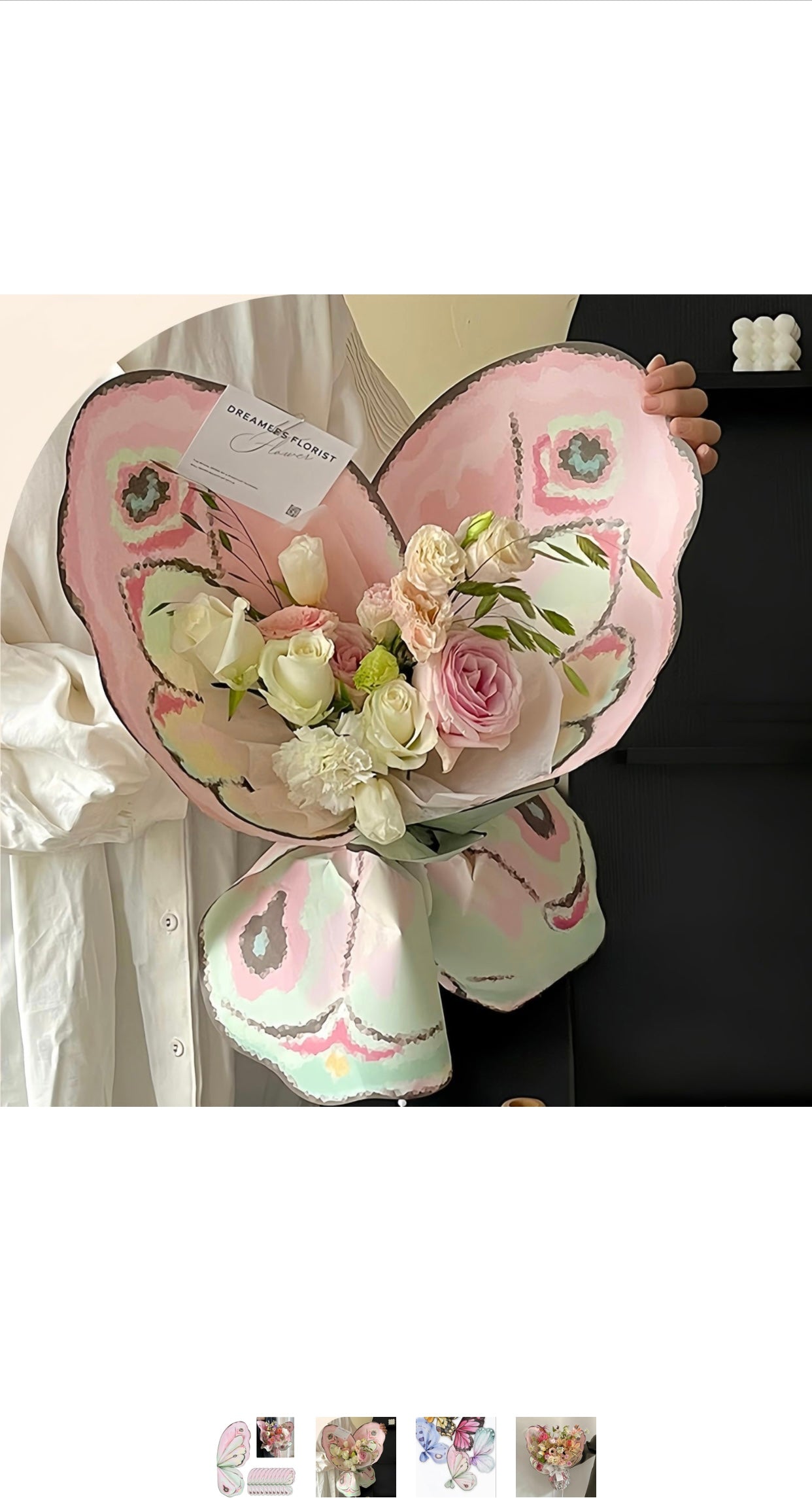Pink/Green Paper Butterfly Wings Wrapping Paper