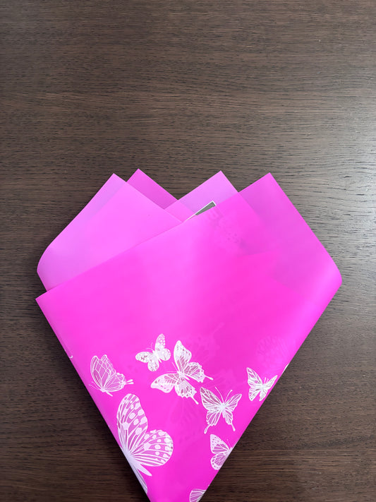 Sheer Hot Pink Butterfly Print