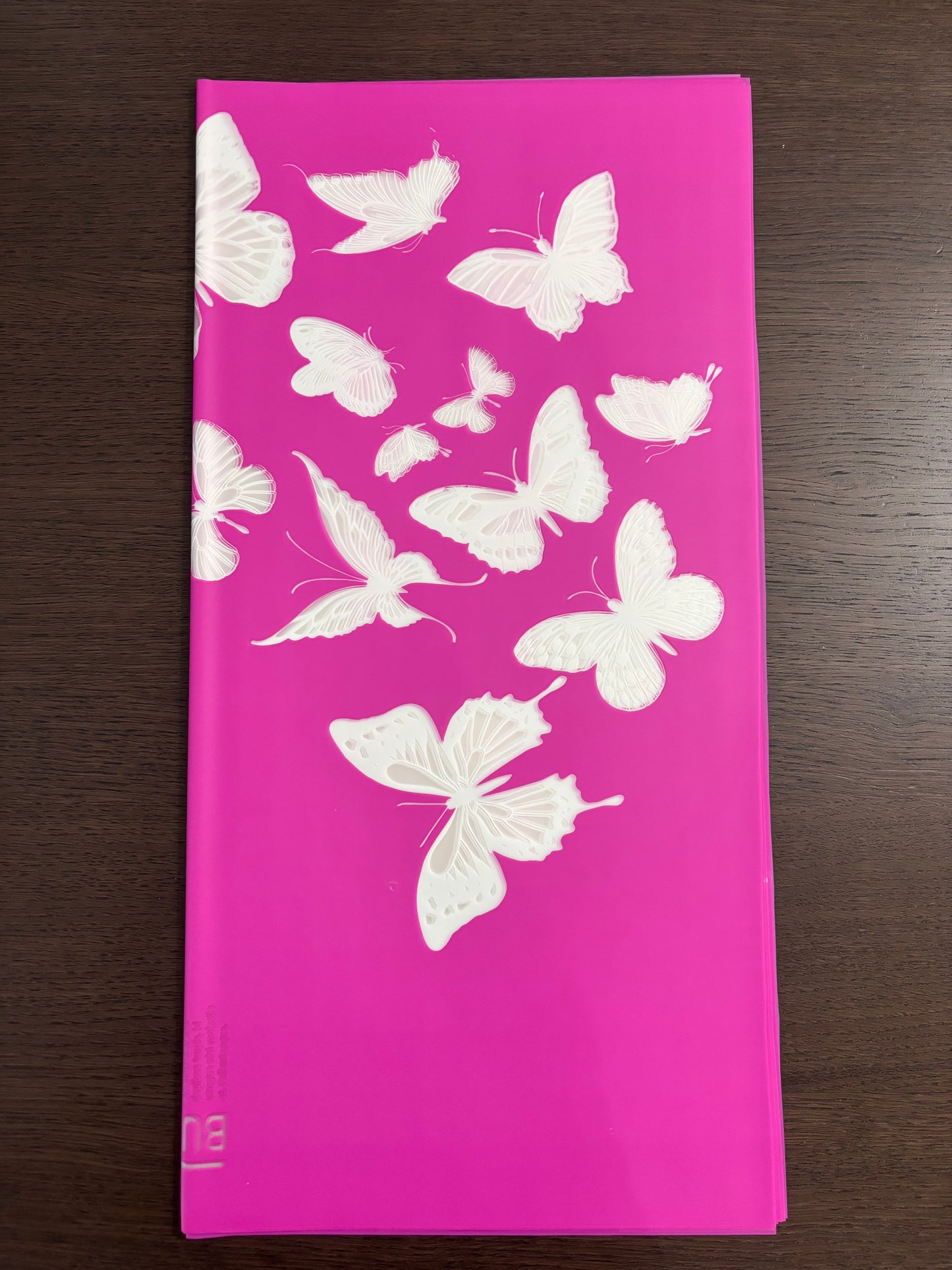 Sheer Hot Pink Butterfly Print