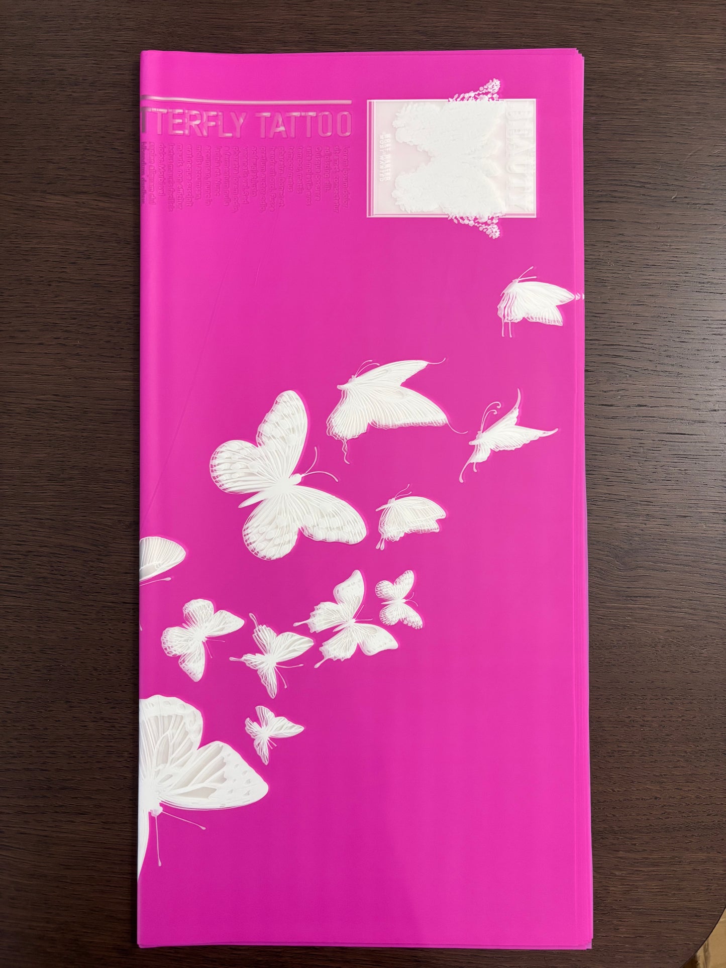 Sheer Hot Pink Butterfly Print