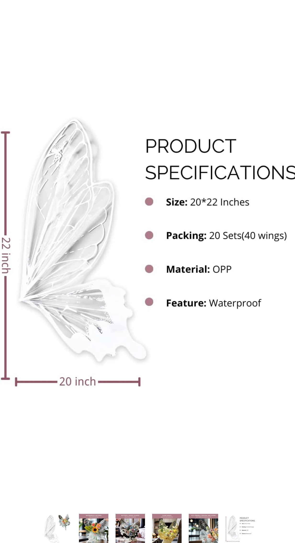 Black/Clear Plastic Butterfly Wings Wrapping Paper