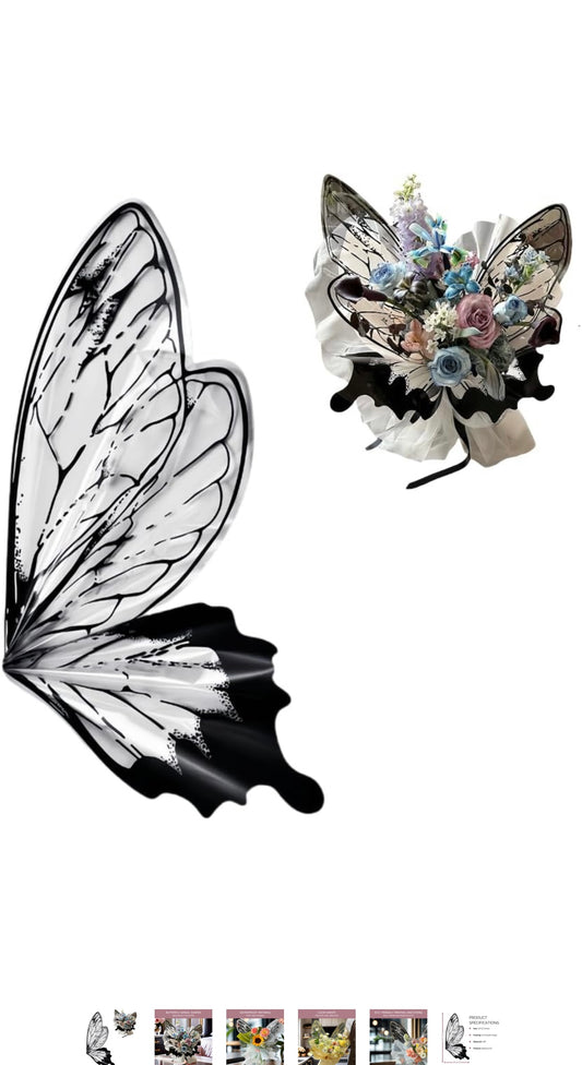Black/Clear Plastic Butterfly Wings Wrapping Paper