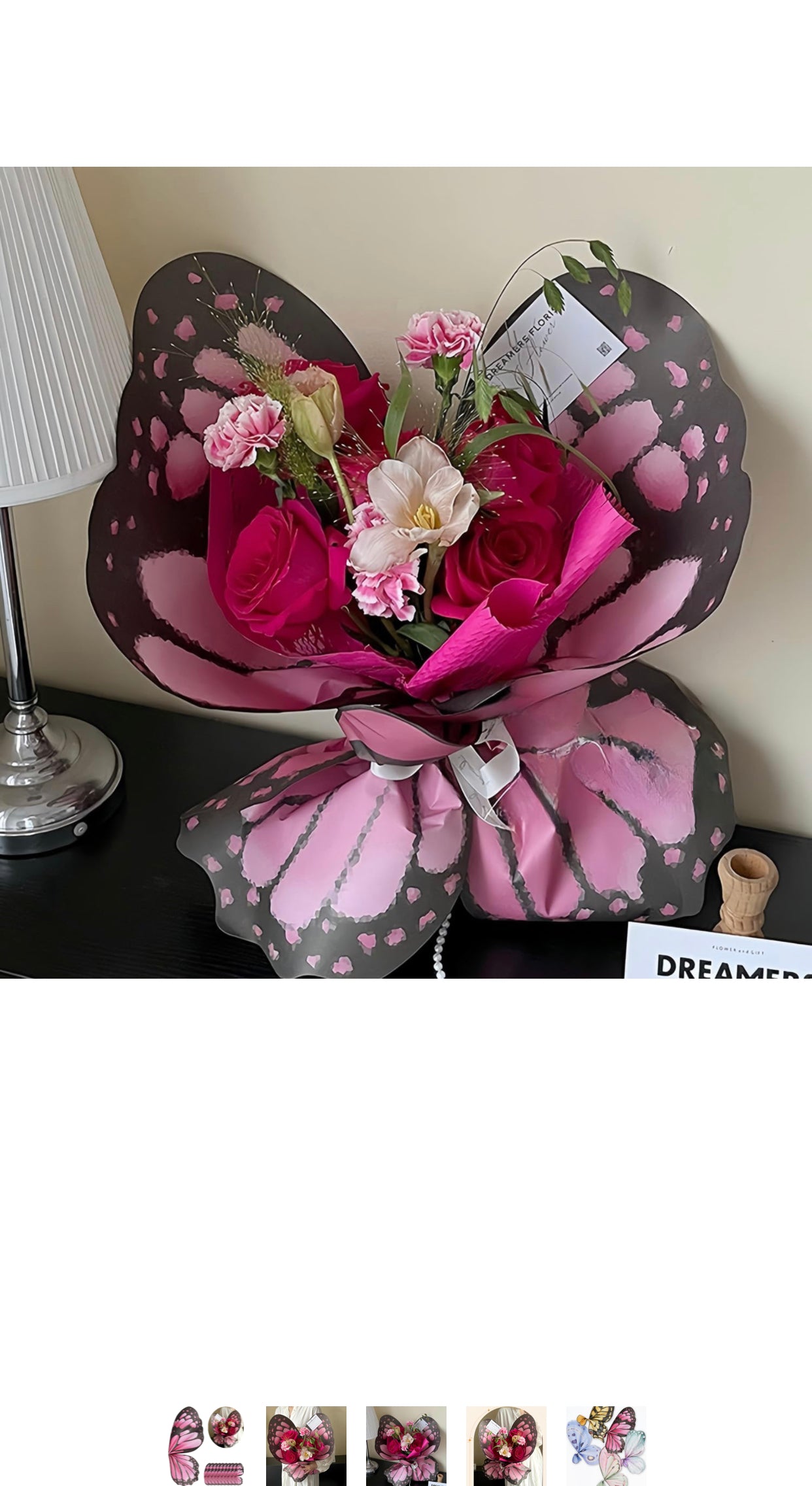 Pink/Brown Paper Butterfly Wings Wrapping Paper