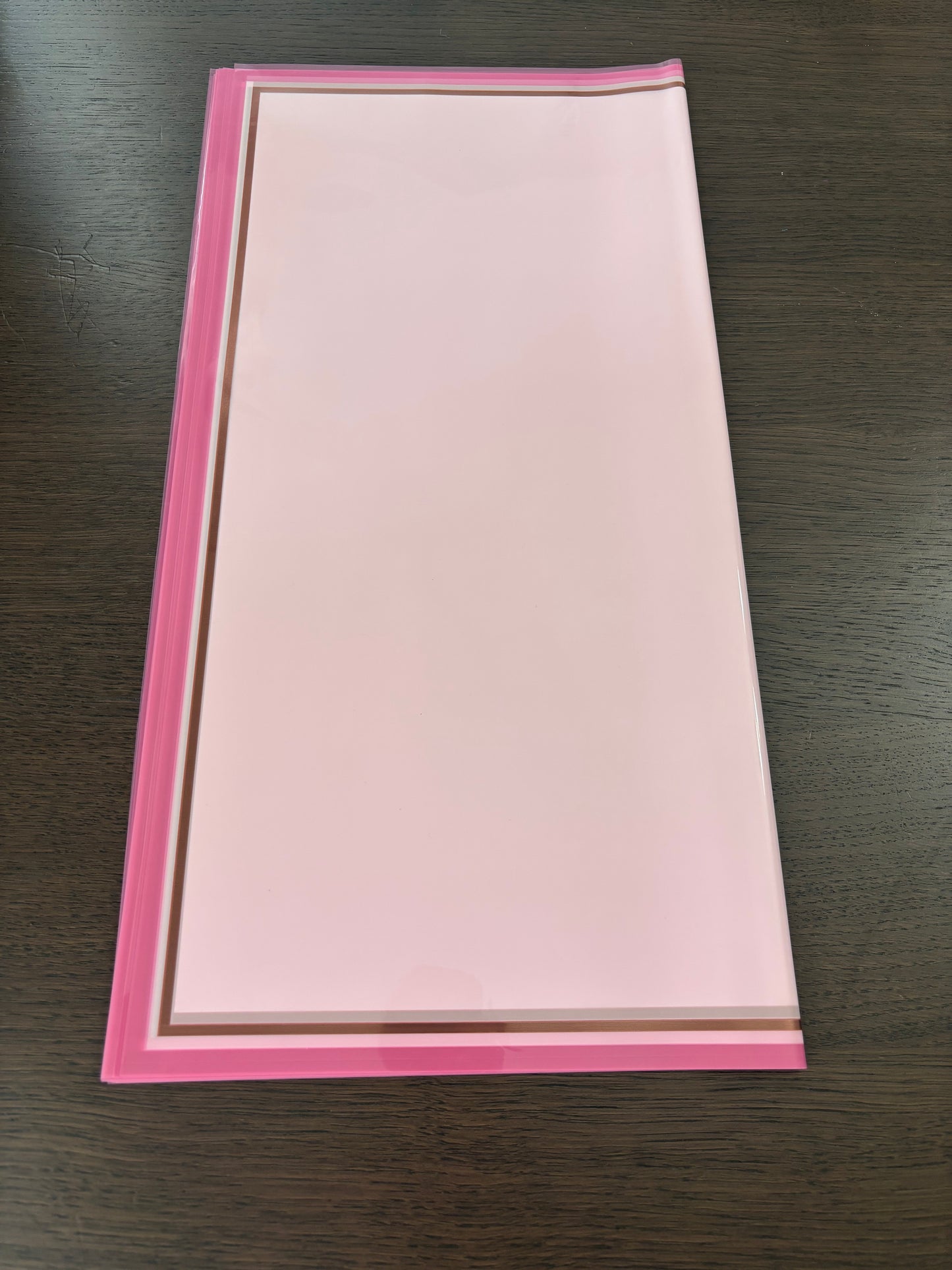 Glossy Sheer Pink Gold Border