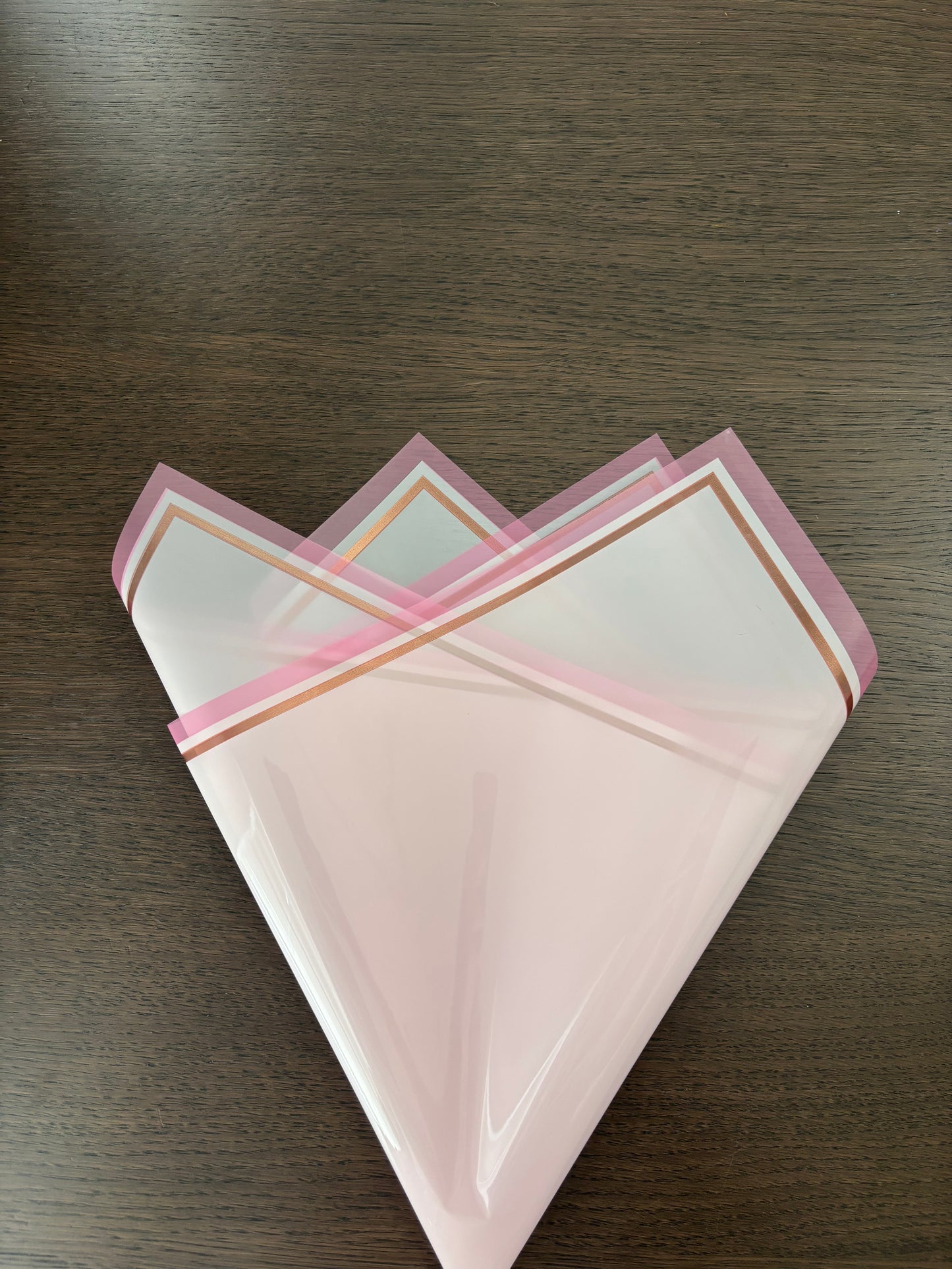 Glossy Sheer Pink Gold Border