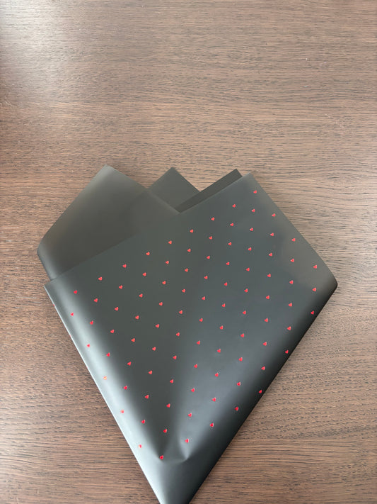 Sheer Black w/ Red Mini Hearts