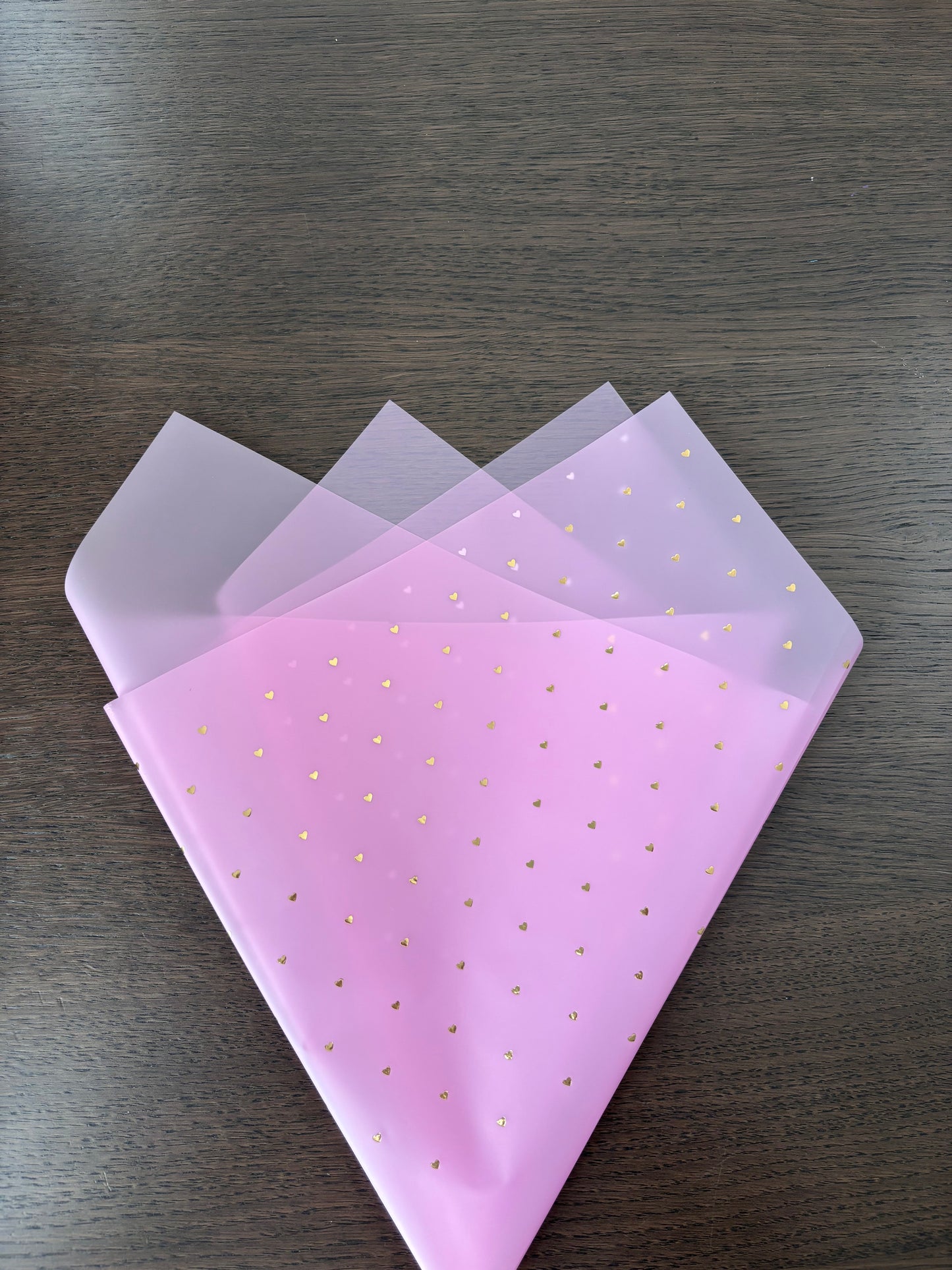 Sheer Pink w/ Gold Mini Hearts