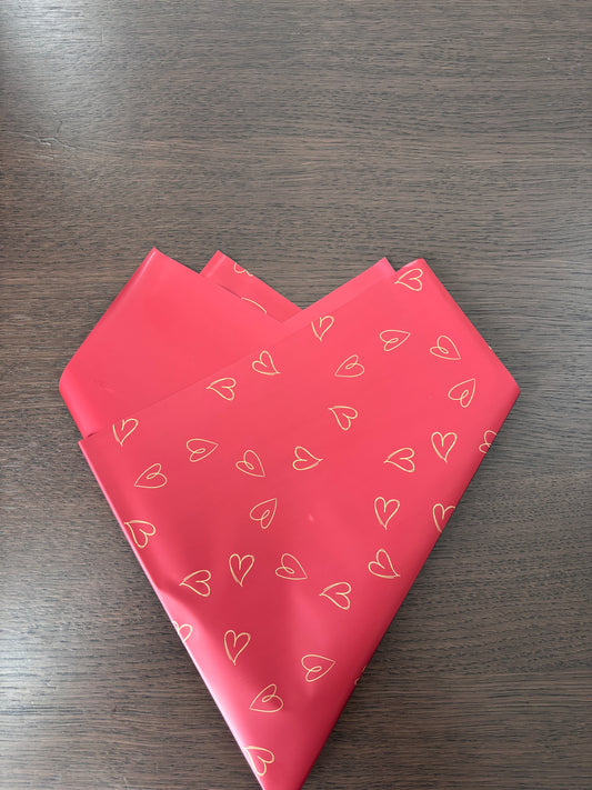 Solid Red/Gold Mini Heart Print