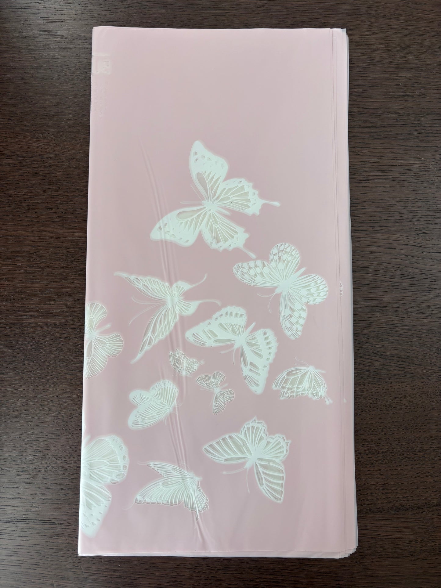 Sheer Pale Pink Butterfly Print