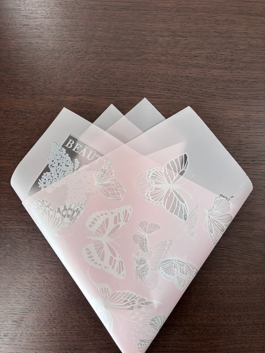 Sheer Pale Pink Butterfly Print