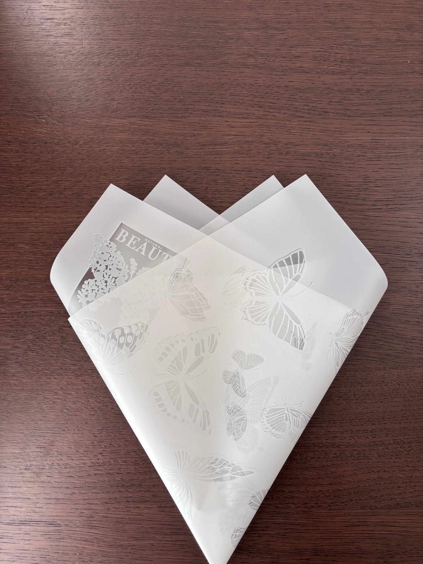 Sheer White Butterfly Print