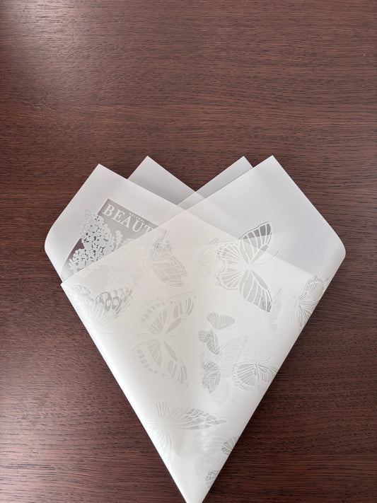 Sheer White Butterfly Print
