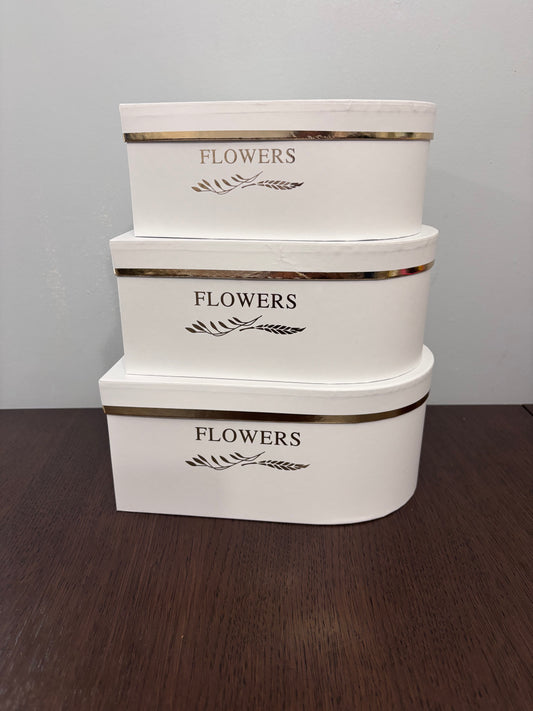 3 PC Set White "Flowers" Heart Box