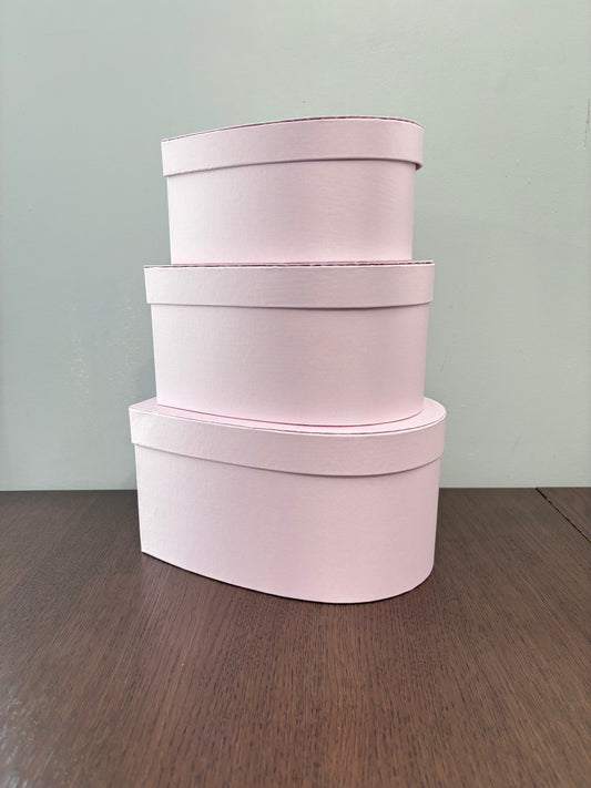 3 PC Set Light Pink Satin Heart Box