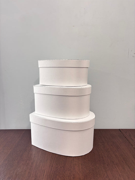 3 PC Set White Satin Heart Box