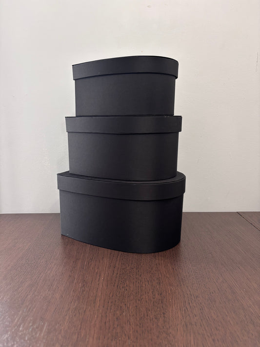 3 PC Set Black Satin Heart Box
