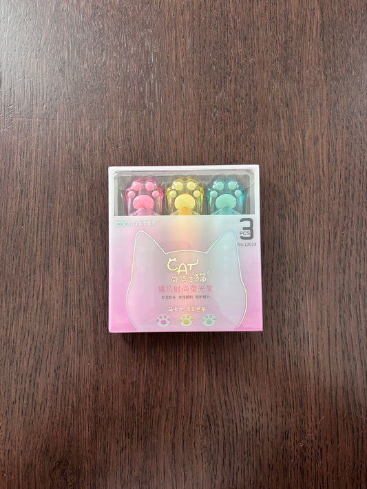 3 Pk Cat Paw Highlighters