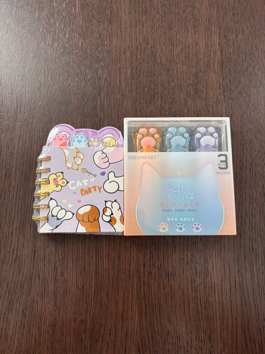 Purple MIni Notębook & Highlighter Set
