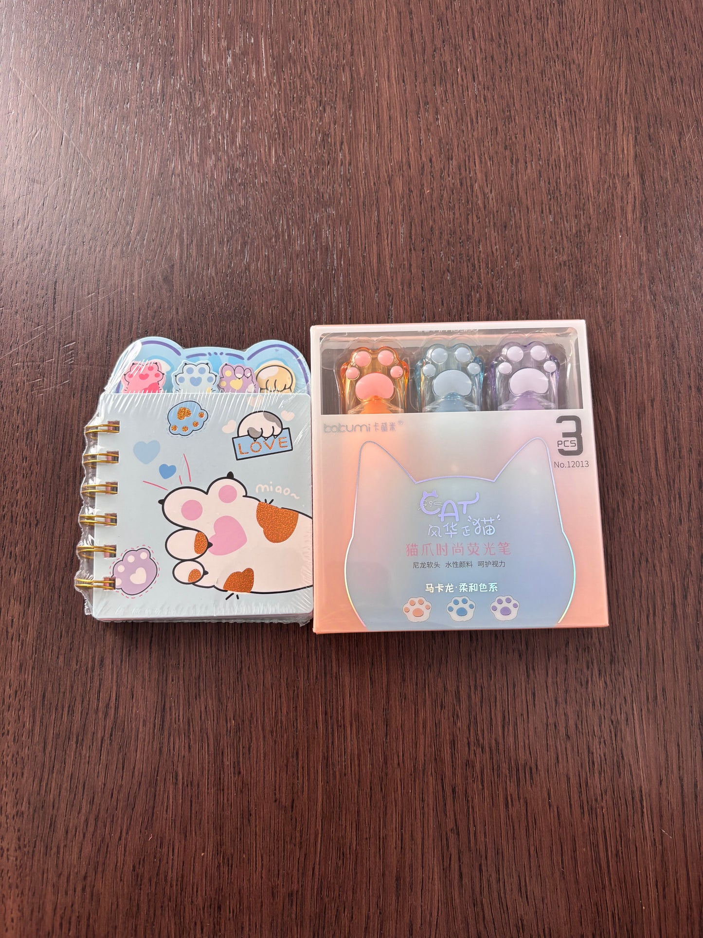 Blue MIni Notębook & Highlighter Set