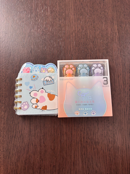 Blue MIni Notębook & Highlighter Set