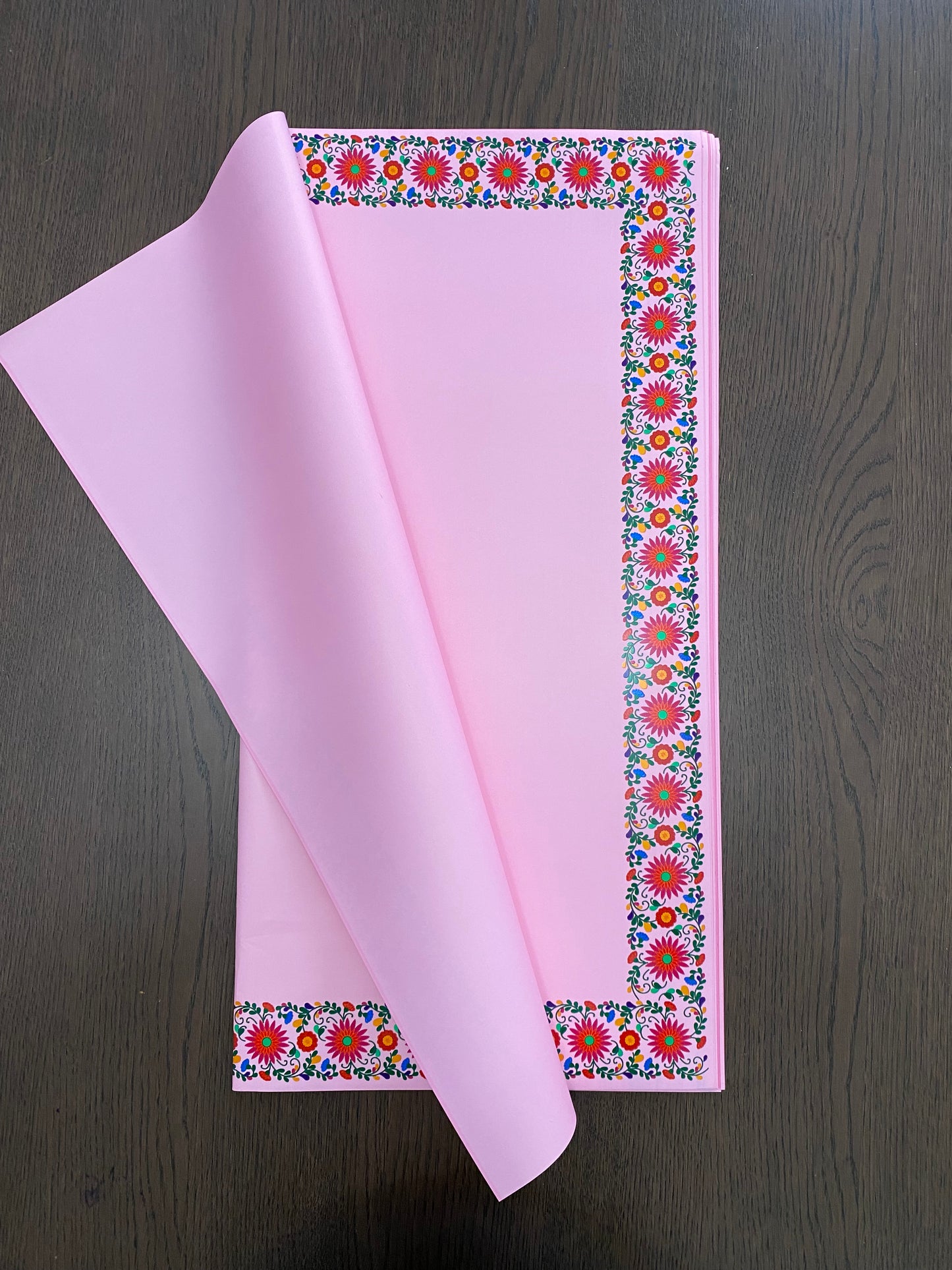 Pink Embroidery Flower Wrapping Paper