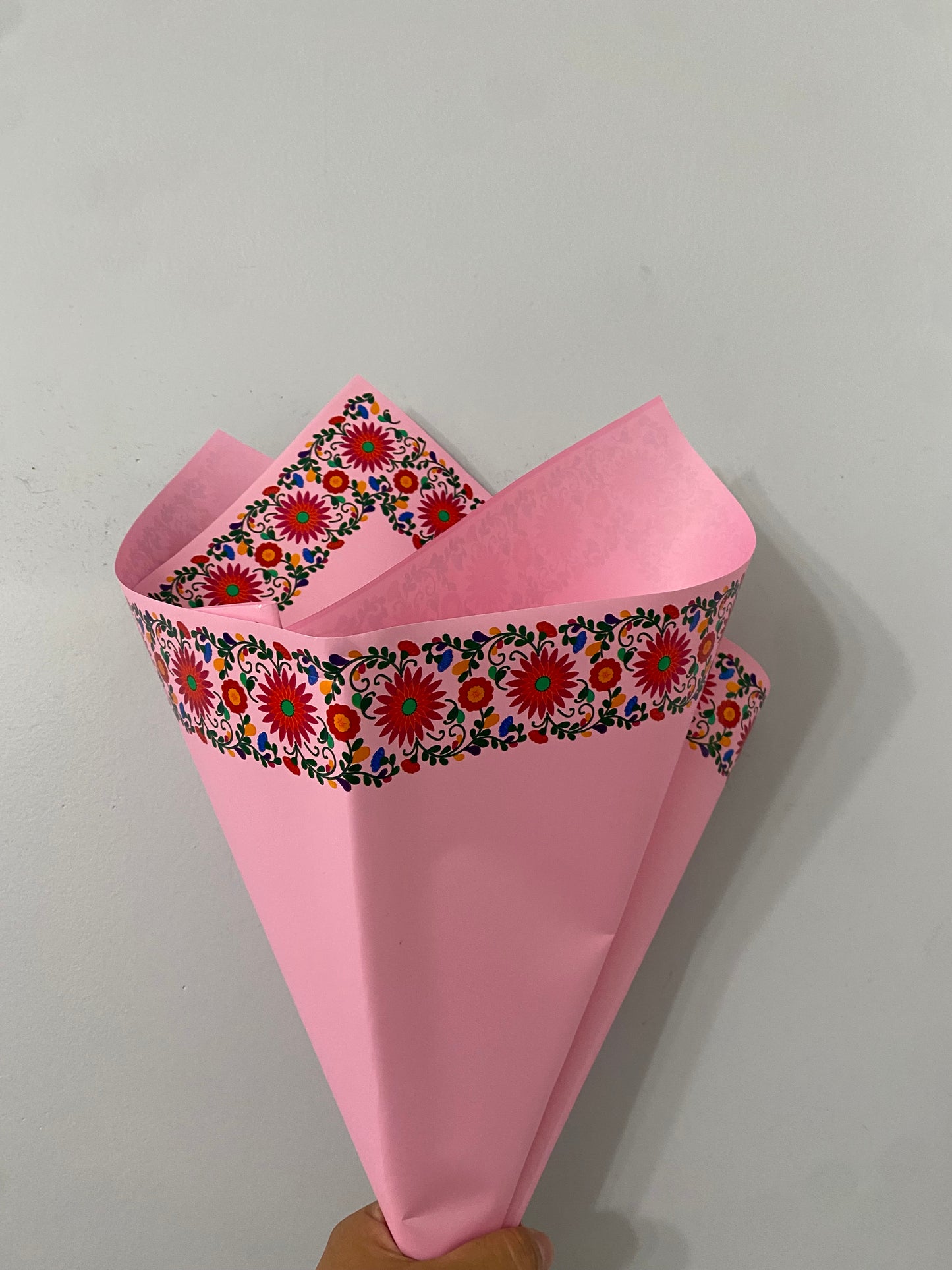 Pink Embroidery Flower Wrapping Paper