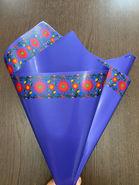 Blue Embroidery Flower Wrapping paper