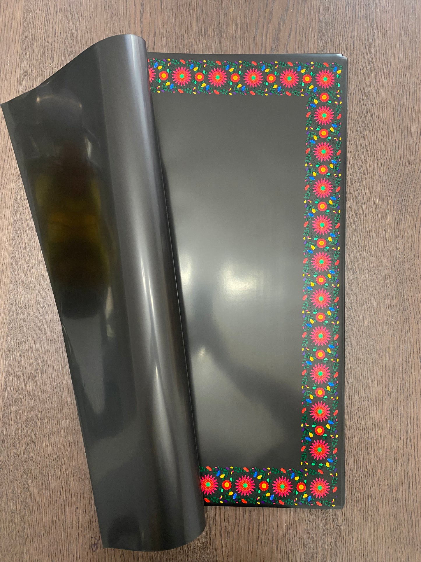Black Embroidery Flower Wrapping Paper