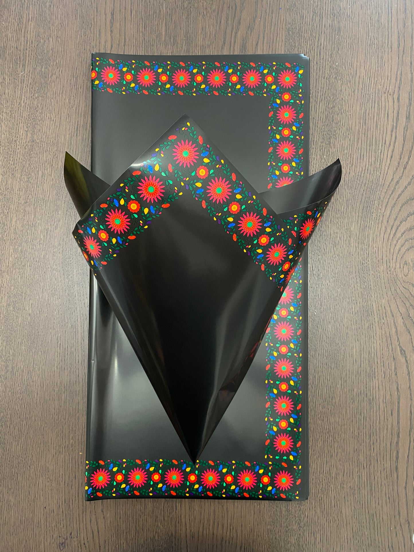 Black Embroidery Flower Wrapping Paper