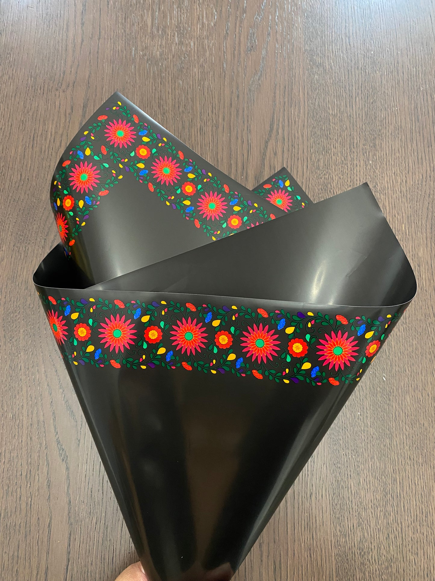 Black Embroidery Flower Wrapping Paper