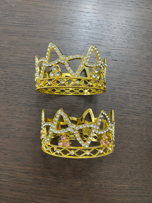 Pink/ Gold Bow Rhinestone Crown