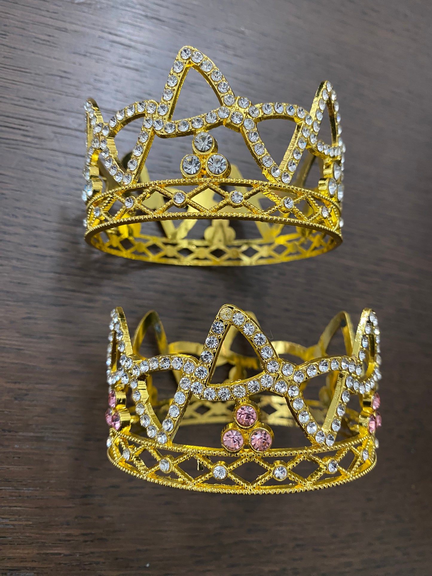 Pink/ Gold Bow Rhinestone Crown