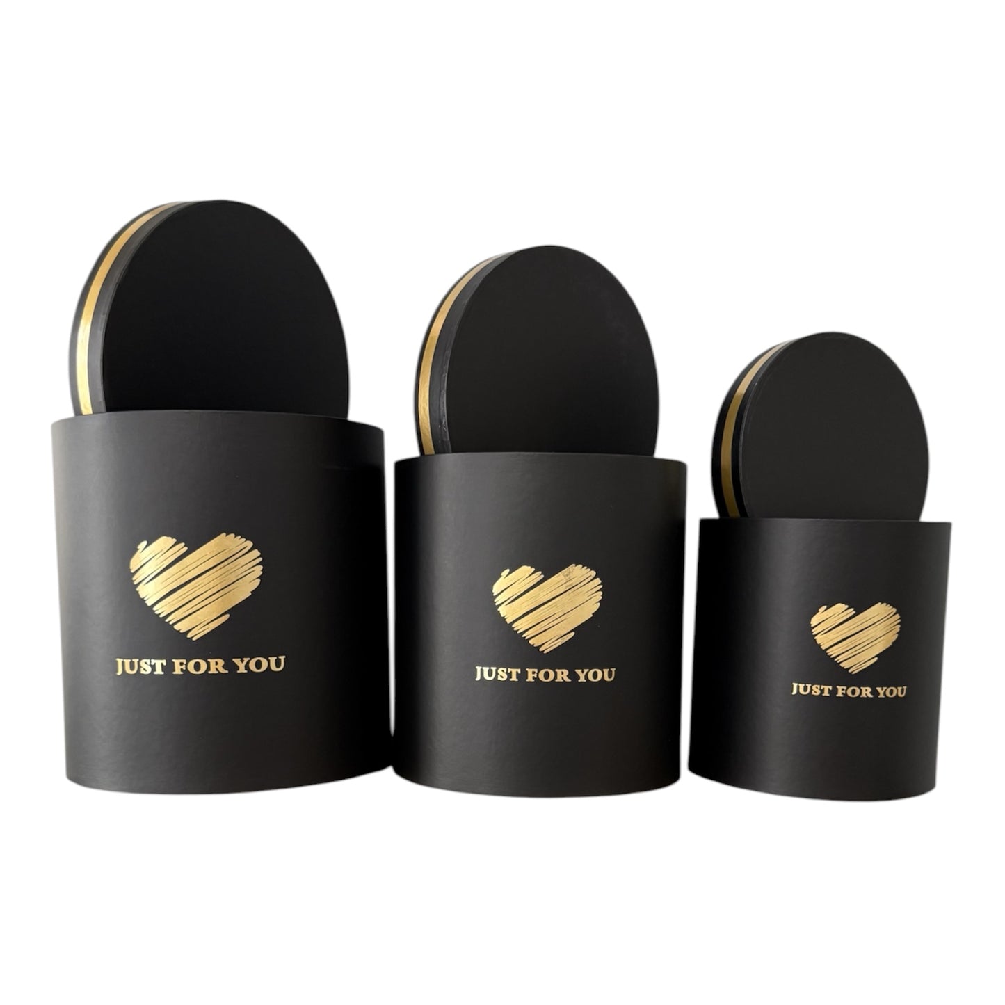 3pc Set Black -Just For You- Flower Box