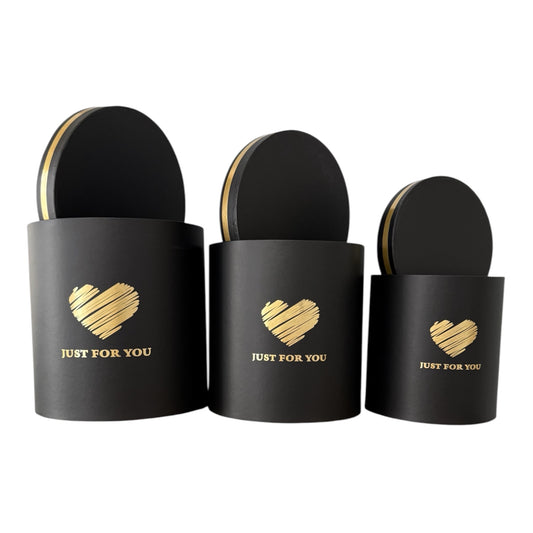 3pc Set Black -Just For You- Flower Box