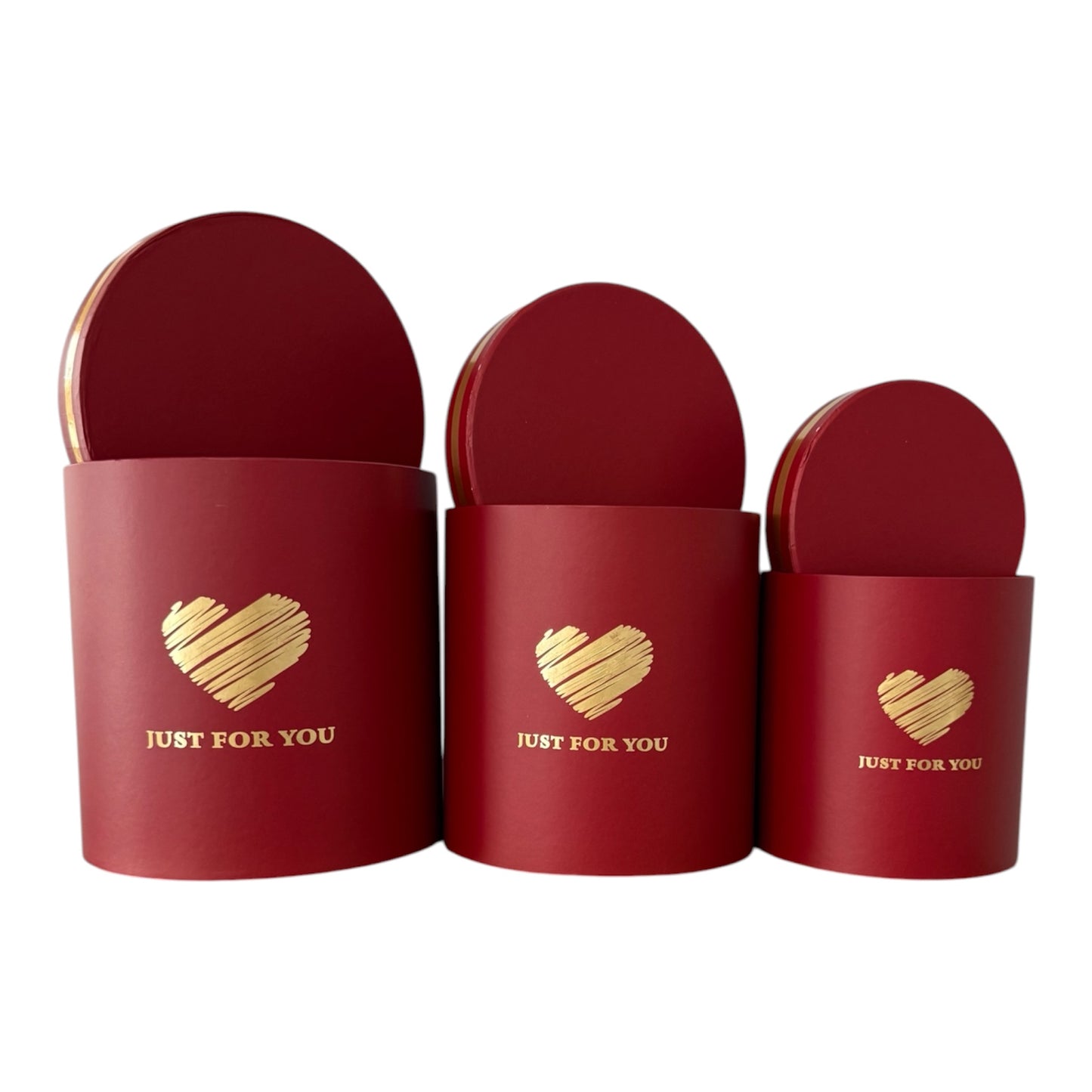 3pc Set Wine Red -Just For You- Flower Box
