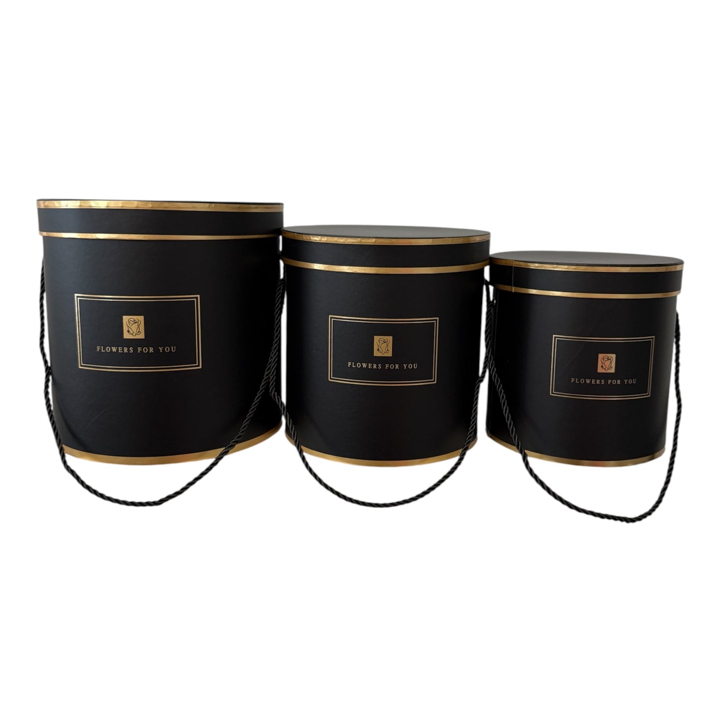 3pc Set  Black Cylinder Flower Box -Flowers For You-