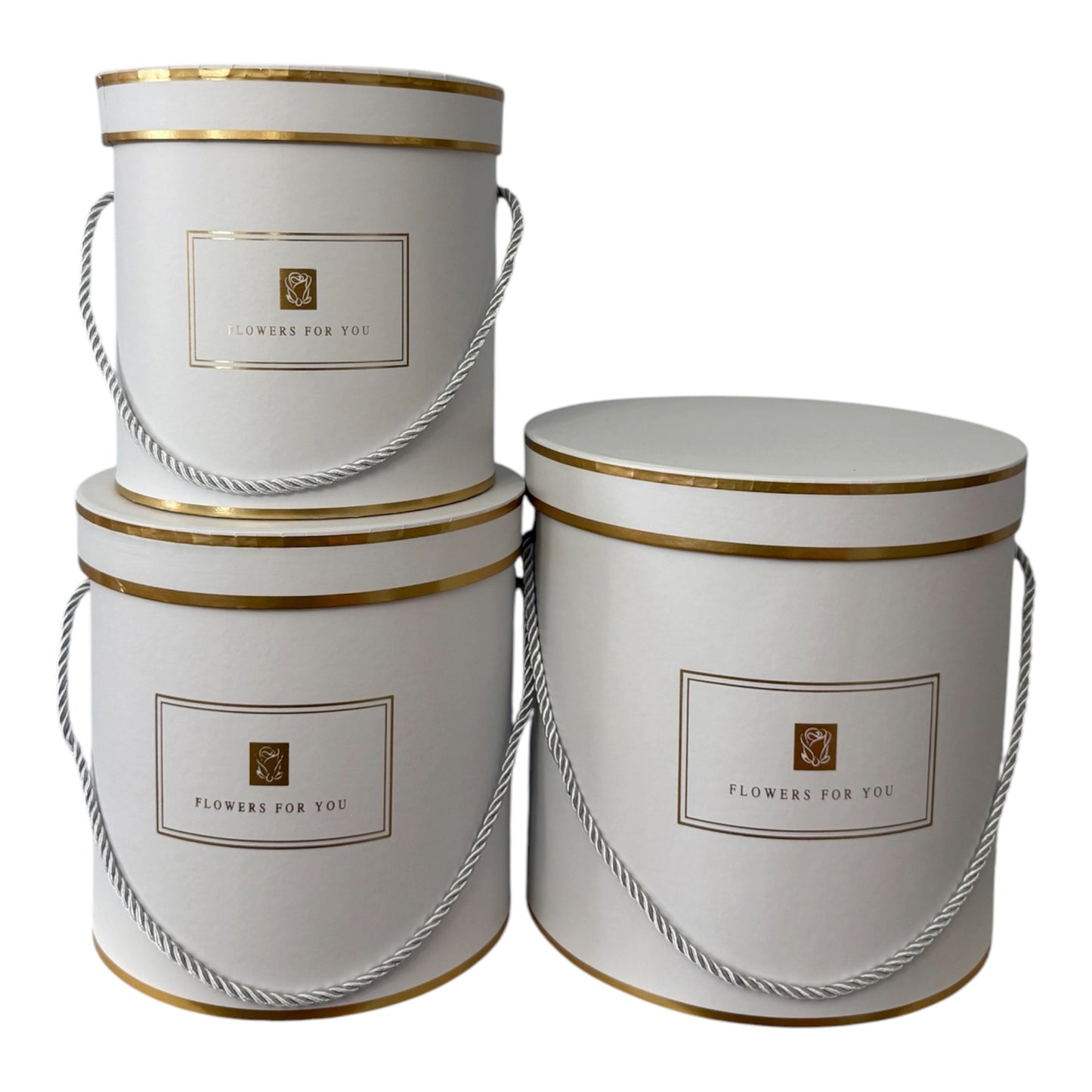 3pc Set  White Cylinder Flower Box -Flowers For You-