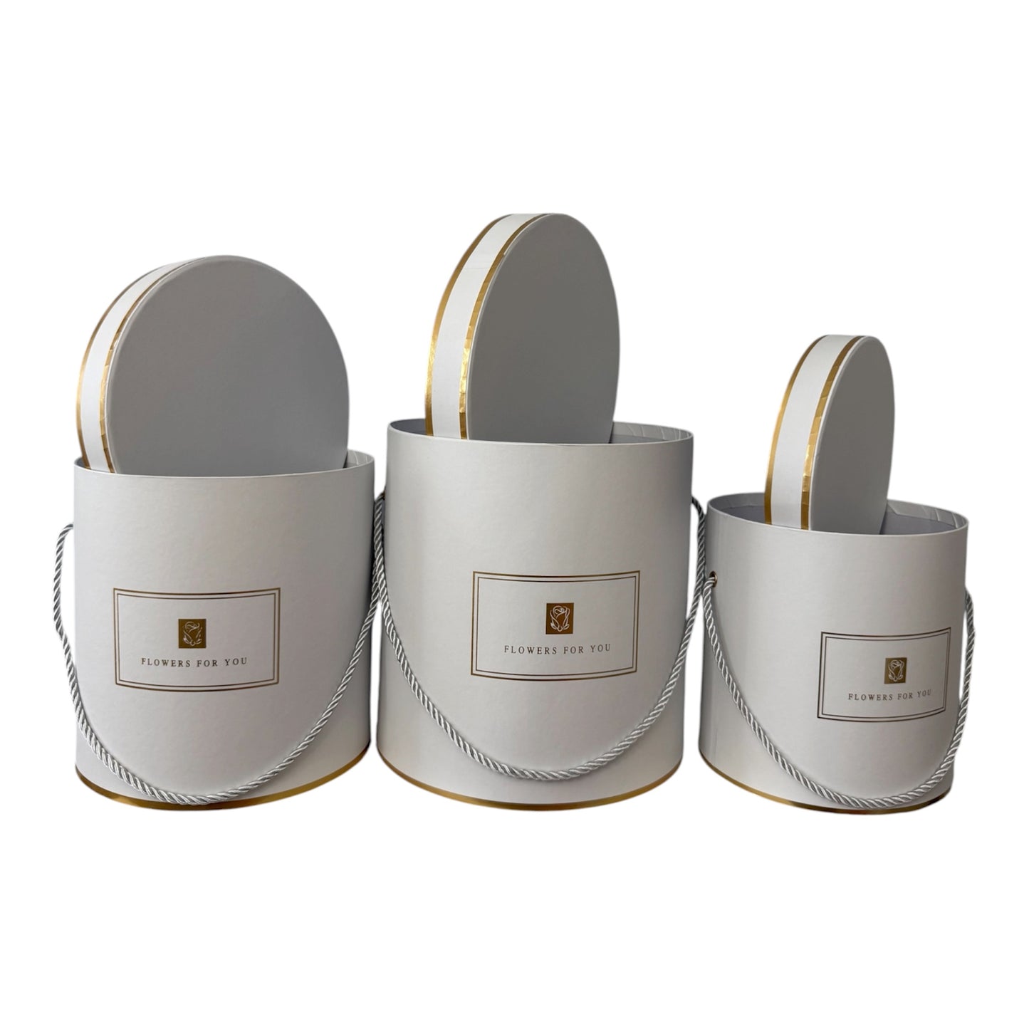 3pc Set  White Cylinder Flower Box -Flowers For You-