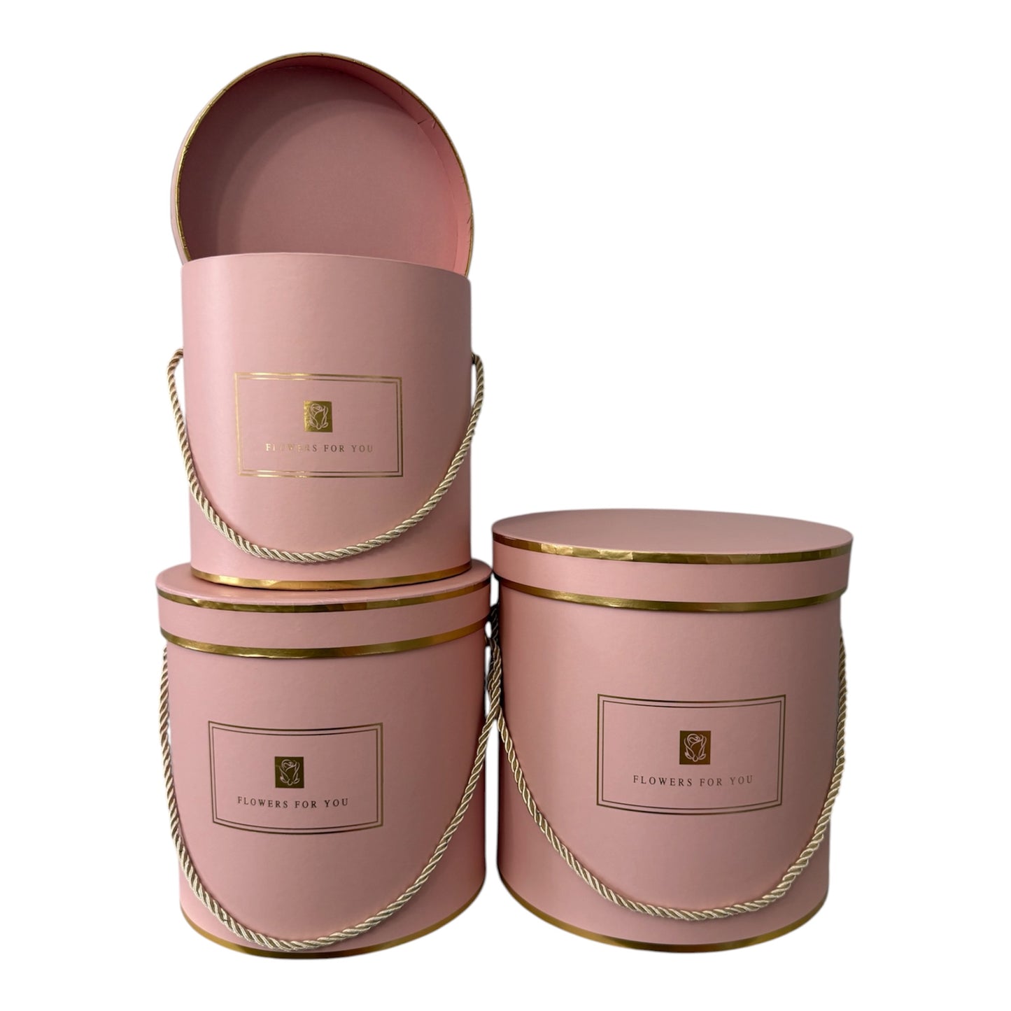 3pc Set  Pink Cylinder Flower Box -Flowers For You-