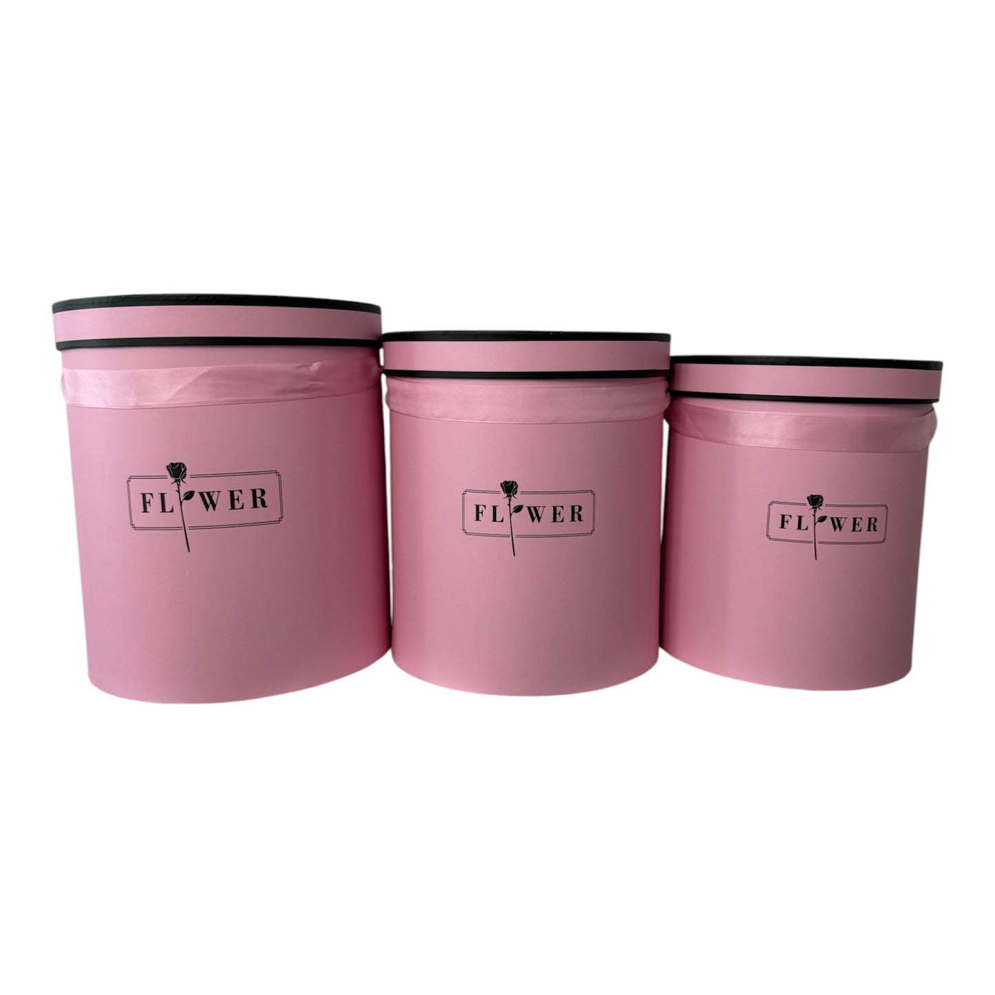 3pc Set Pink Cylinder Flower Box -FLOWER- (Big Boxes)