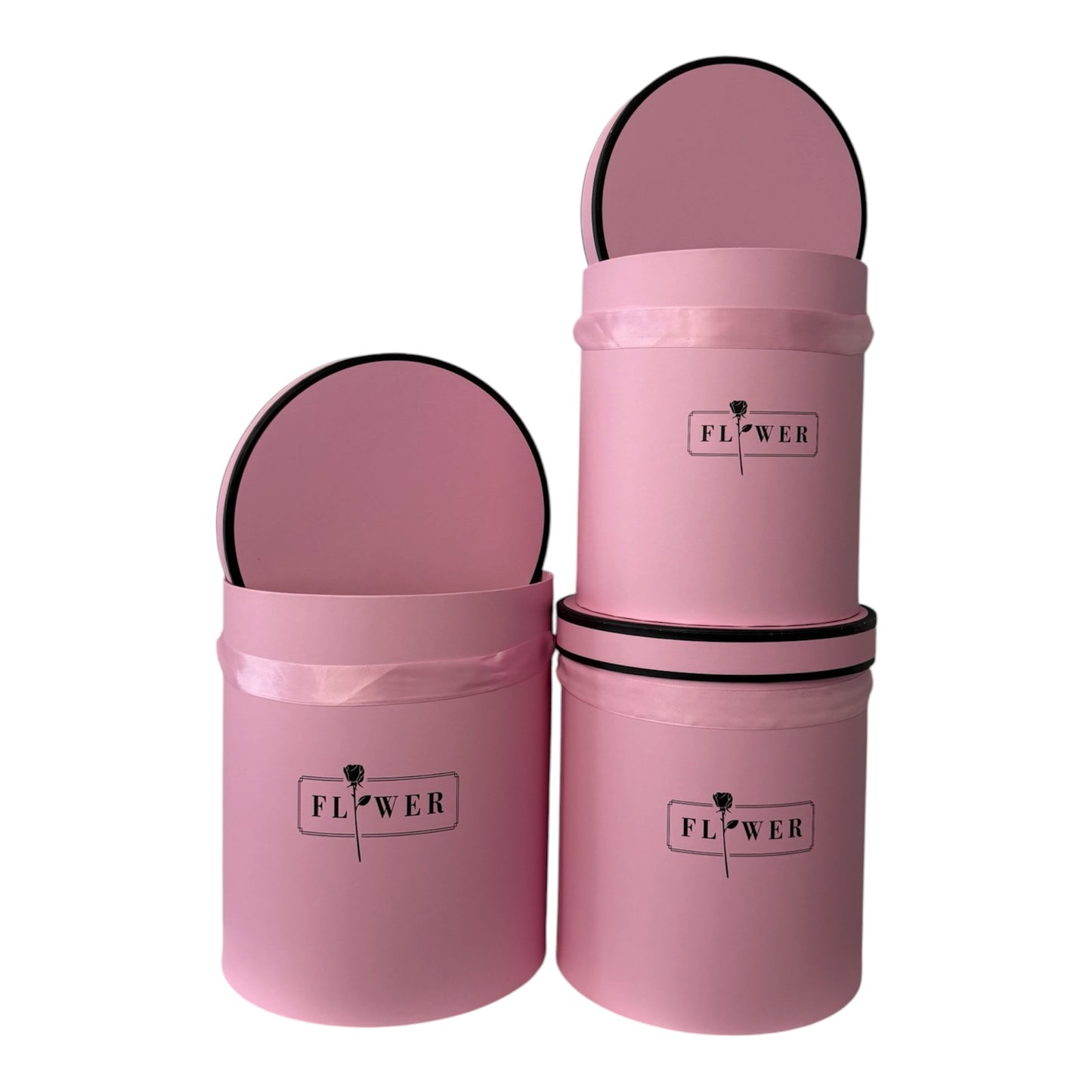 3pc Set Pink Cylinder Flower Box -FLOWER- (Big Boxes)