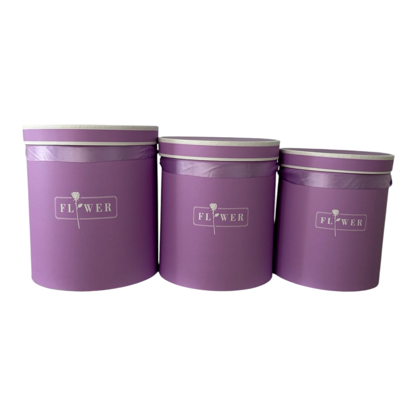 3pc Set Purple Cylinder Flower Box -FLOWER- (Big Boxes)