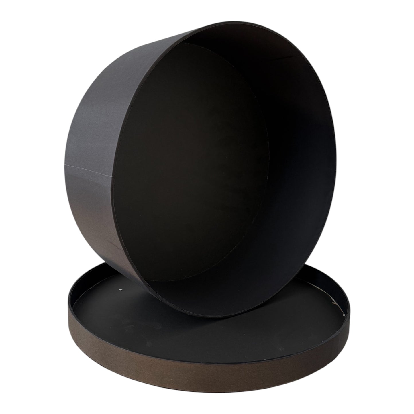 Large Round Black Satin Finish w Gold Rim Flower Box